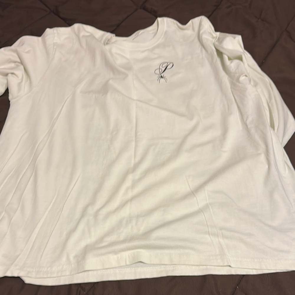 White T-Shirt with Embroidered Logo